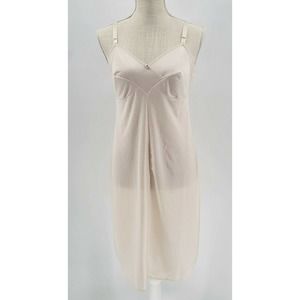 Vintage Lorraine Full Slip Dress Ivory Nylon Size 36 Adjustable Straps
